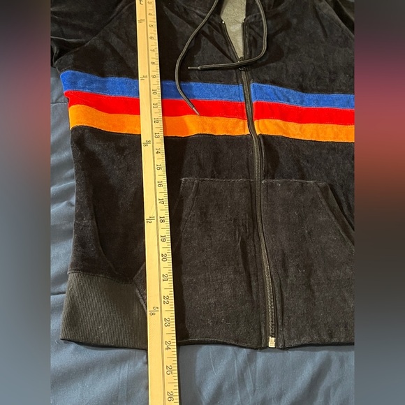 C&C California Velour Black Stripe Full Zip Black Hoodie Large - Picture 13 of 13